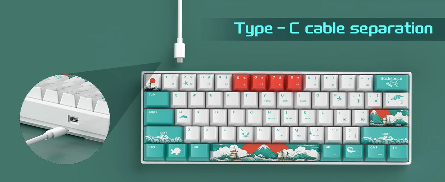 MageGee 60% Mechanical Gaming Keyboard, RGB Full Hot-swappable Customized Switch 61 Keys Mini Office Keyboard for Win/Mac Laptop