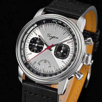 Sugess Men's Pilot 1963 Wristwatch ST1906 Chronograph Handwind Movement Domed Sapphire Waterproof Power Reserve Lume V2