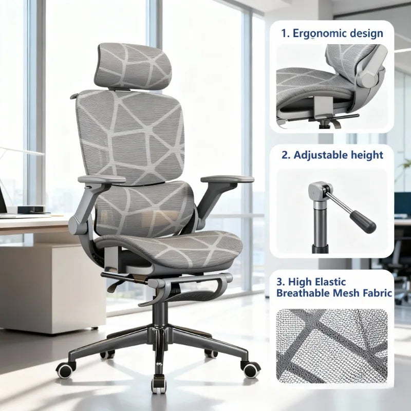 Air Titan kontors- och gamingstol i full mesh med ergonomiskt trezonsstöd för ländryggen för skrivbord och studier samt välventilerad design