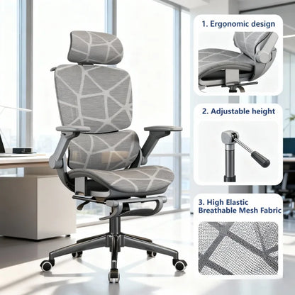 Air Titan kontors- och gamingstol i full mesh med ergonomiskt trezonsstöd för ländryggen för skrivbord och studier samt välventilerad design
