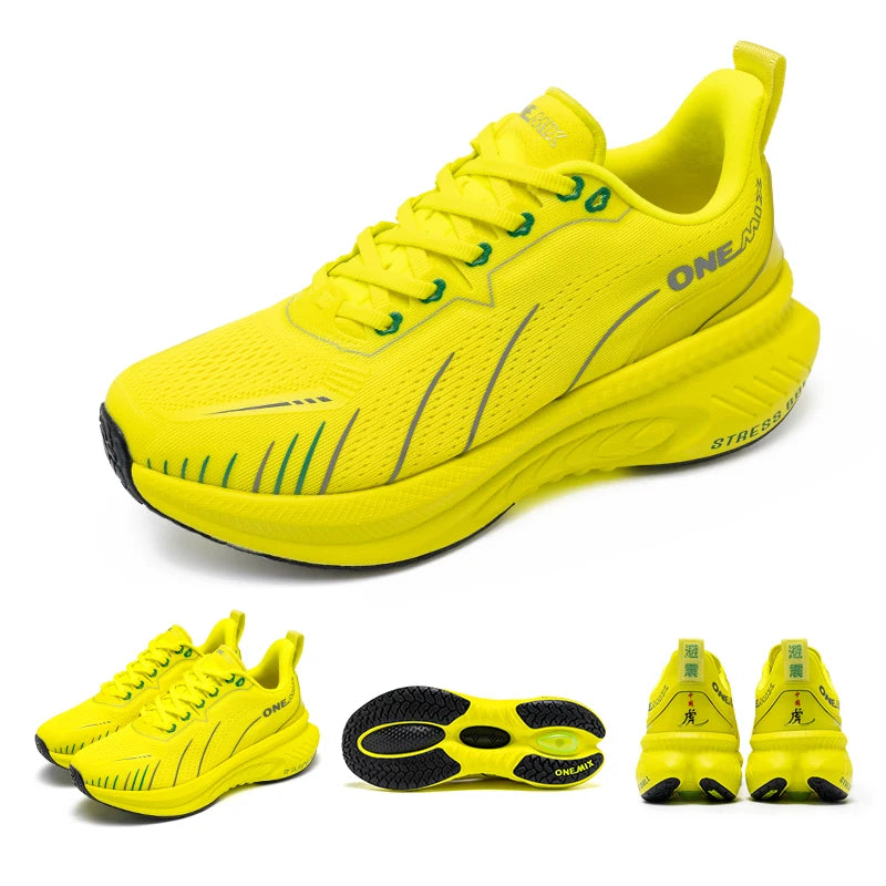 ONEMIX Nouvelles chaussures de course à amorti pour hommes, adaptées aux coureurs intensifs, à lacets, sportives, pour femmes, antidérapantes, d'extérieur, athlétiques, baskets pour hommes
