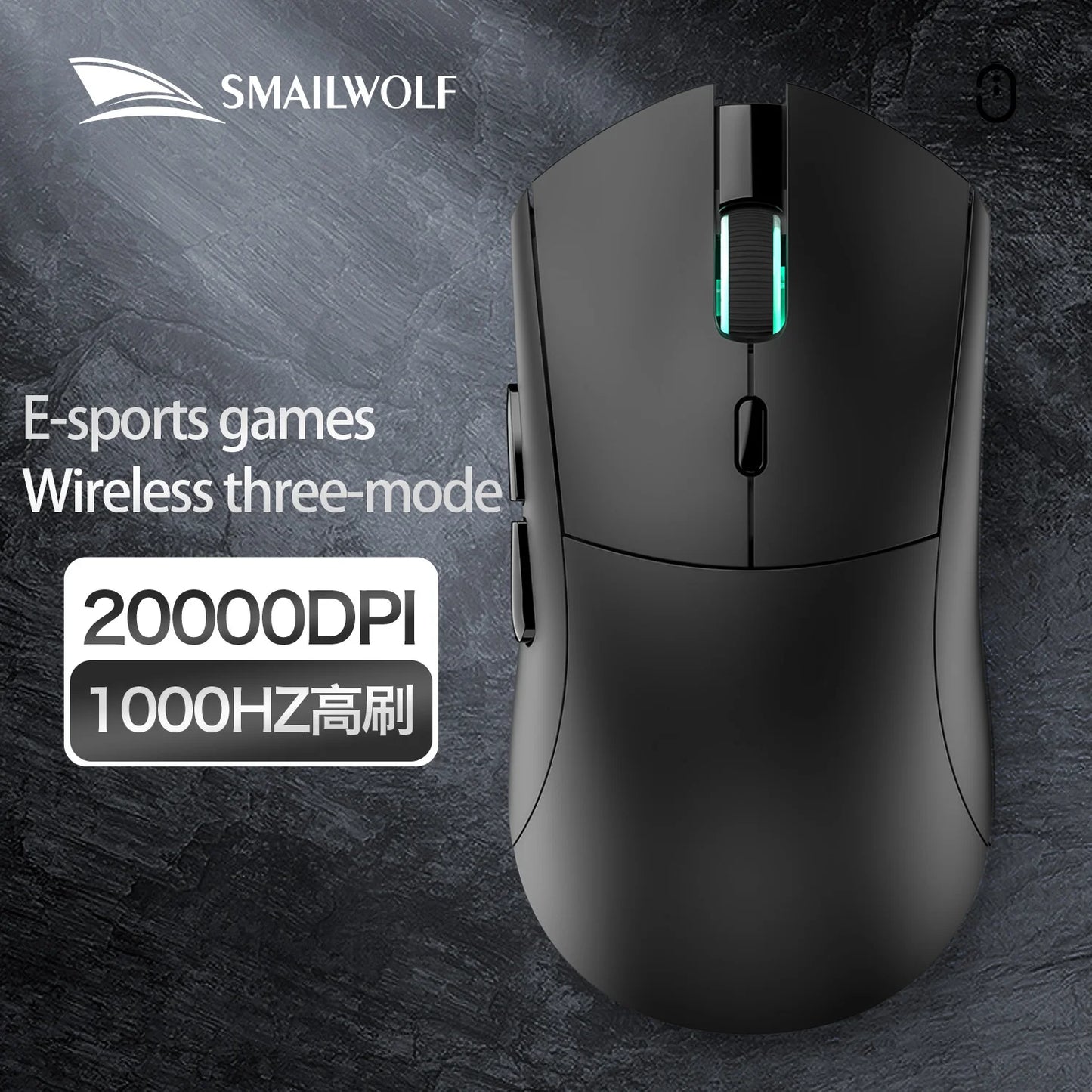 Bezprzewodowa mysz gamingowa SMAILWOLF RS7 Bluetooth, trzy tryby, PAW3311, makra, do laptopa, gier i biura