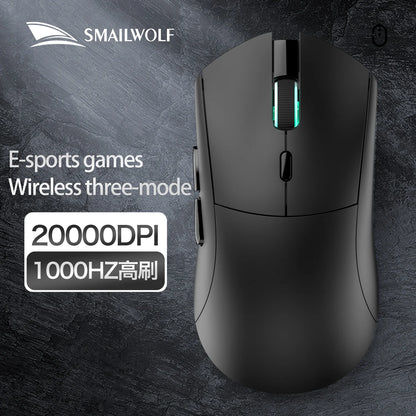 Bezprzewodowa mysz gamingowa SMAILWOLF RS7 Bluetooth, trzy tryby, PAW3311, makra, do laptopa, gier i biura