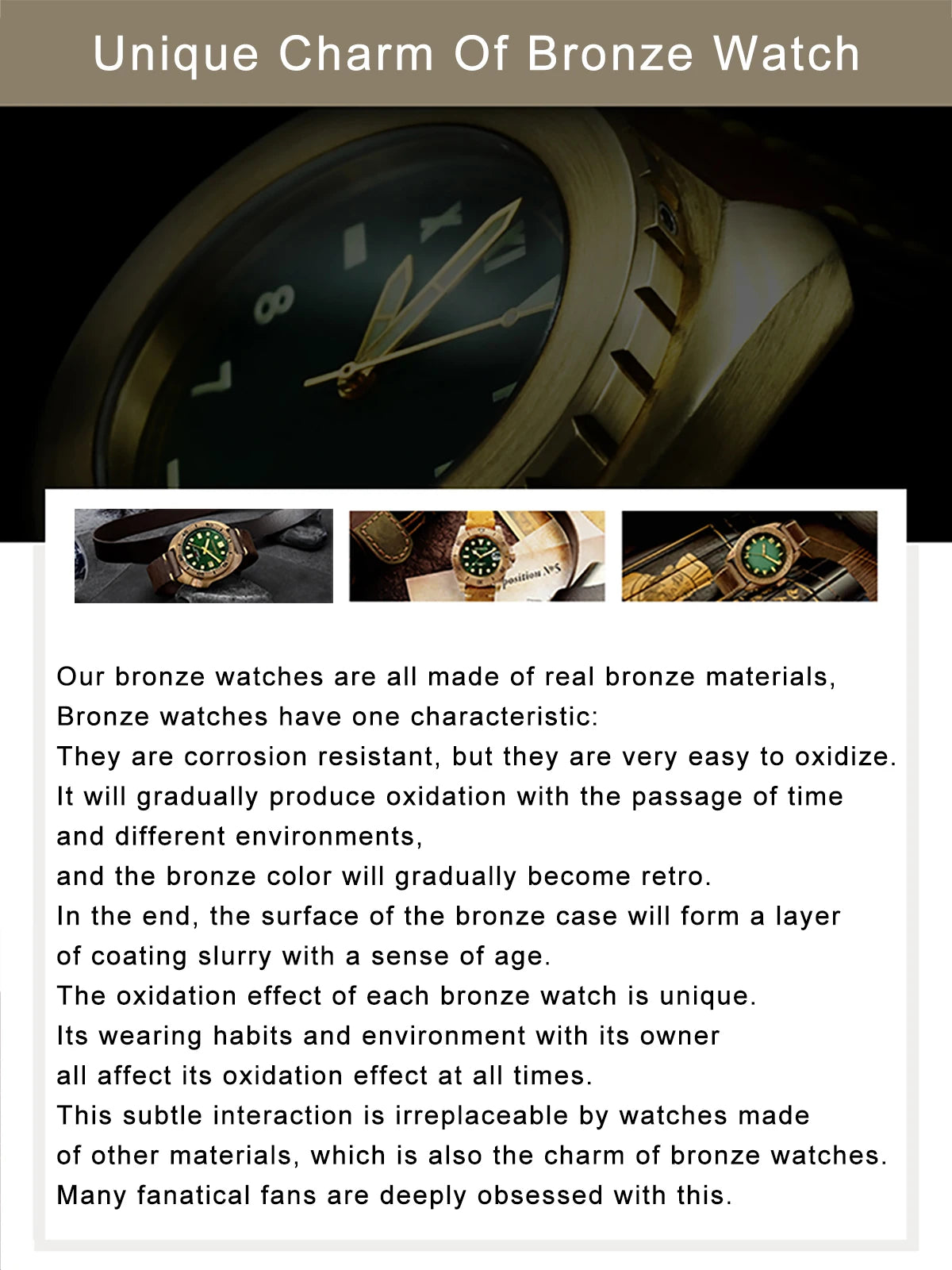 San Martin 42mm Retro Titanium Diver Watch NH35 Automatic Men's Mechanical Watches Bronze Bezel Sapphire Luminous Waterproof 200m
