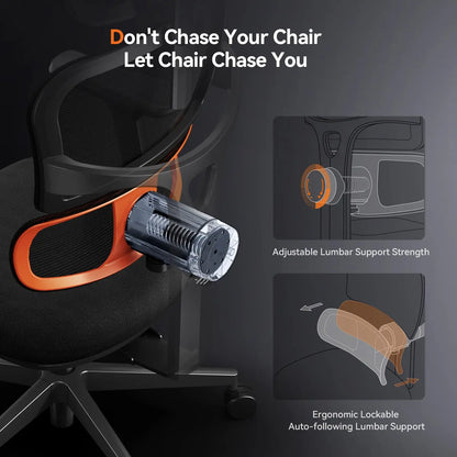 NEWTRAL NT001 Ergonomic Office Chair with Auto-Following Lumbar Support, Adjustable Headrest, 3D Armrest, Reclining Executive Desk Chair