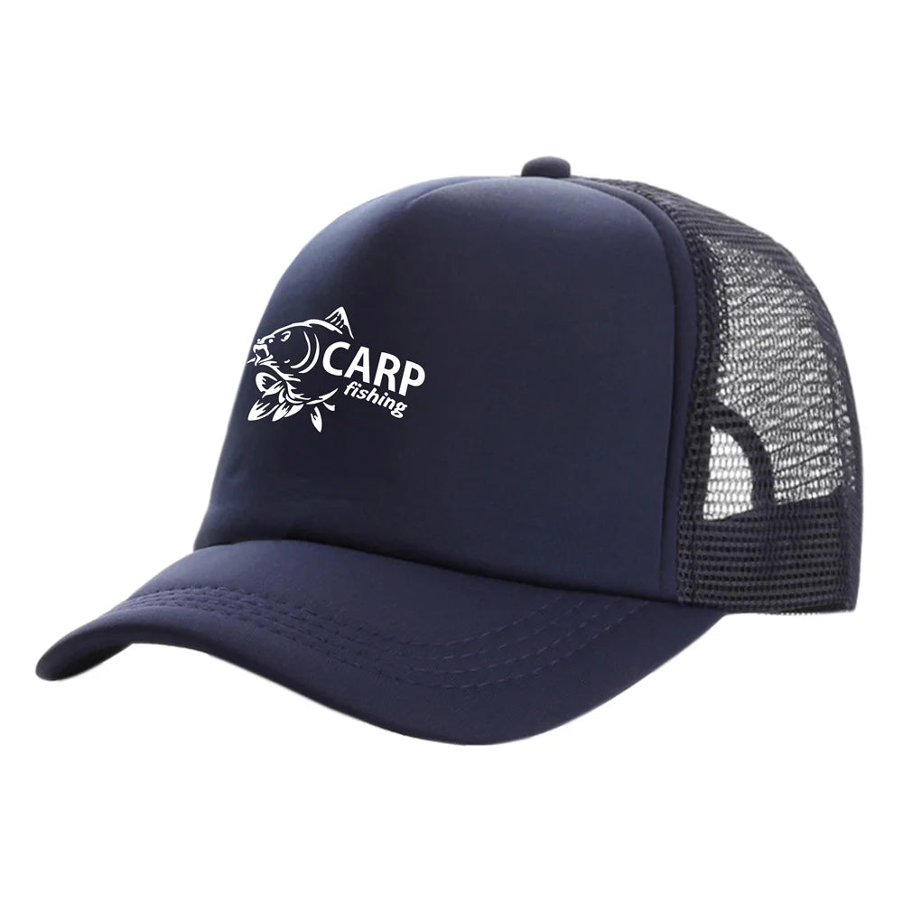 „Carp Fish“ vyriškos „Trucker“ kepurės, juokingos žvejybos motyvais, beisbolo kepurės, vėsios vasarinės unisex kepurės iš tinklelio MZ-169