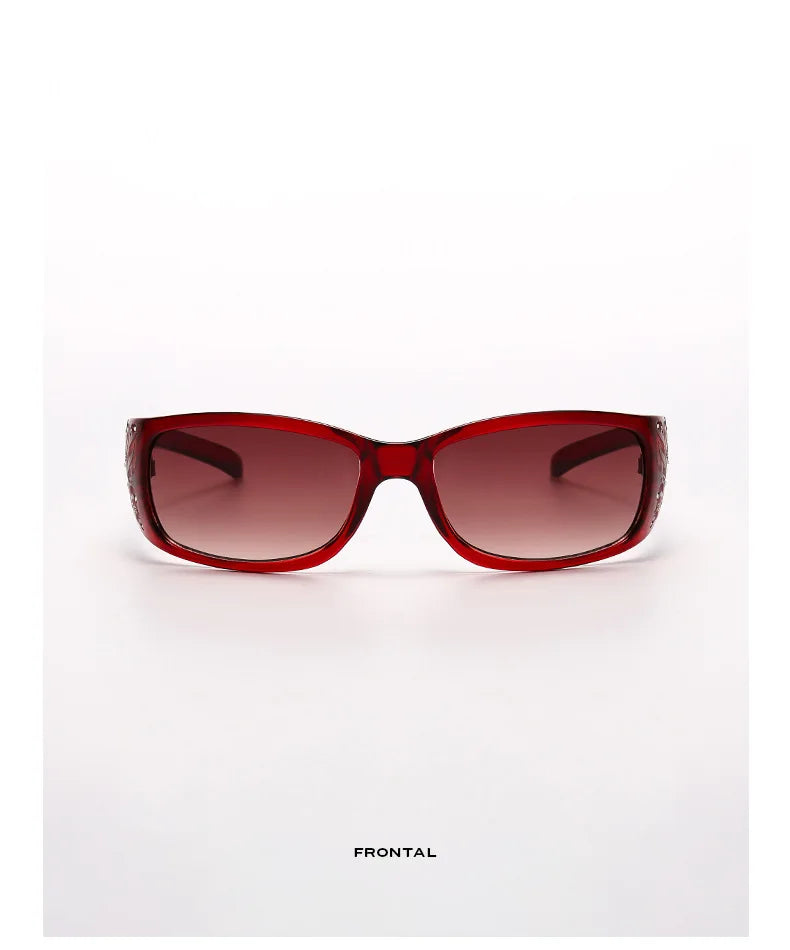 Fashion New Y2K Ladies Pattern Relief Square Small Frame Sunglasses Retro Style Elegant Summer Vacation Beach Glasses