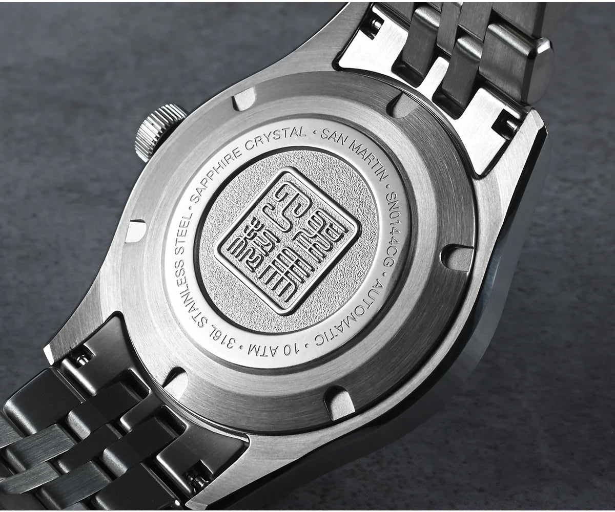 San Martin 39mm Enamel Sunray JianZhan Dial Men GADA Watch 90S5 Automatic BGW-X1 10Bar Sapphire 5-Link Bracelet SN0144CG
