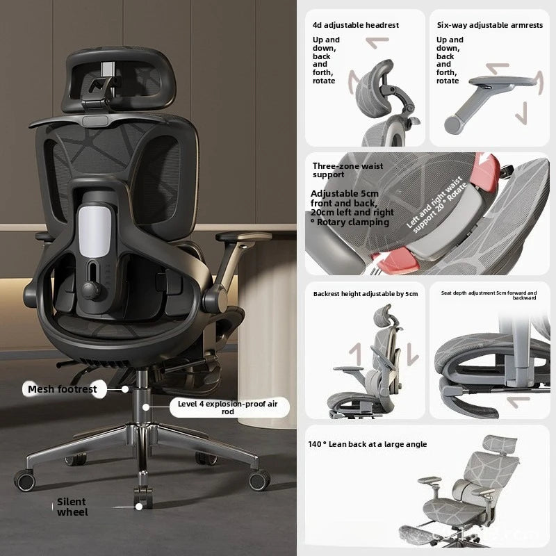 Air Titan kontors- och gamingstol i full mesh med ergonomiskt trezonsstöd för ländryggen för skrivbord och studier samt välventilerad design