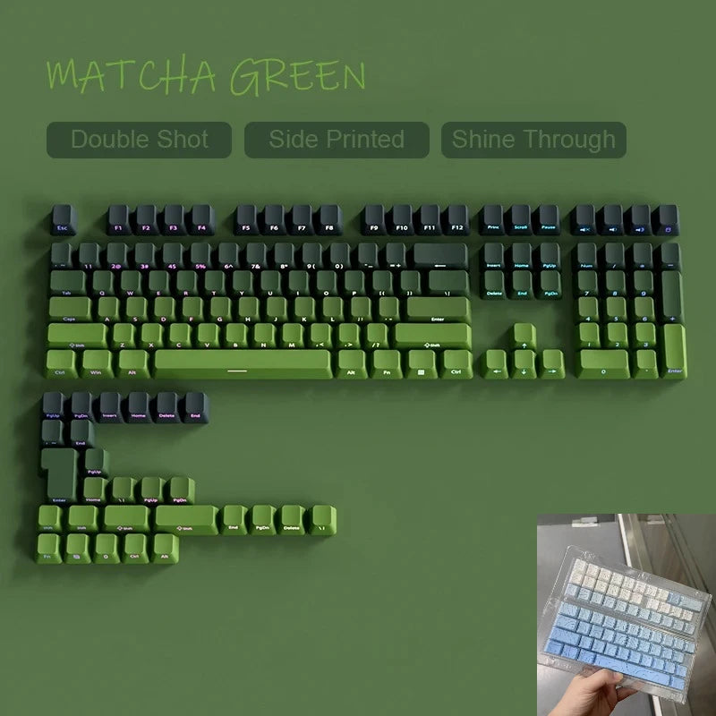 Neue Keycaps für 60/64/84/98/108 Gaming-Mechaniktastaturen mit MX-Switches, 135 Tasten, OEM PBT, seitlich graviert, Farbverlauf in Rot und Schwarz