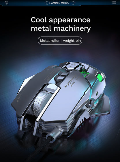 Mouse mecanic cu fir pentru PC gaming esports, RGB, 6400 DPI, atracție magnetică, contragreutate DIY