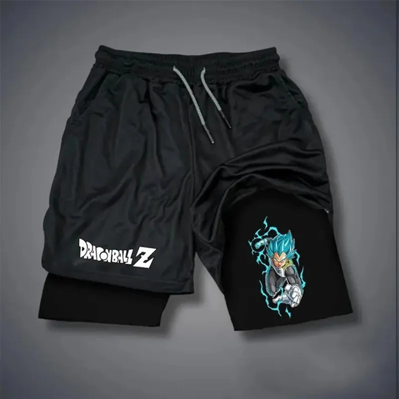 2025 Dragon Ball Animation Peripheral Double-layer Shorts American Men's Trend Fashion Breathable Loose Sports Pants