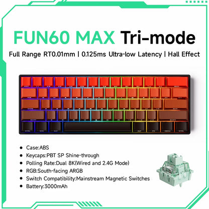 Akko MonsGeek FUN60 PRO&MAX HE Mechanical Keyboard Magnetic Switch 60% Gaming Keyboard Rapid Trigger 8K Custom Keyboard