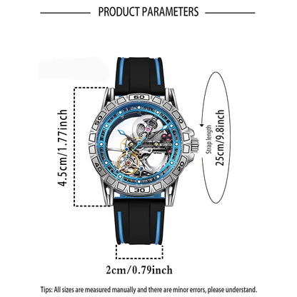 MUSANFIGO hollowed out fully automatic men's watch with mechanical movement, men's night light waterproof trendy watch