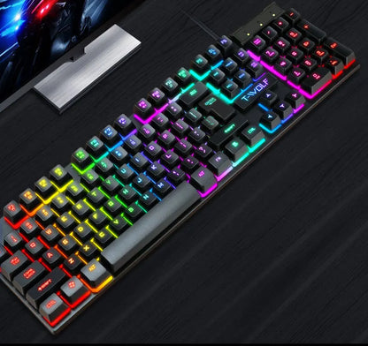 Spanish Keyboard with Ñ Russian Keyboard ISO 100% Layout 104 Keys Spanish Russian Gaming Keyboard Mouse Kit Backlight Wired T20