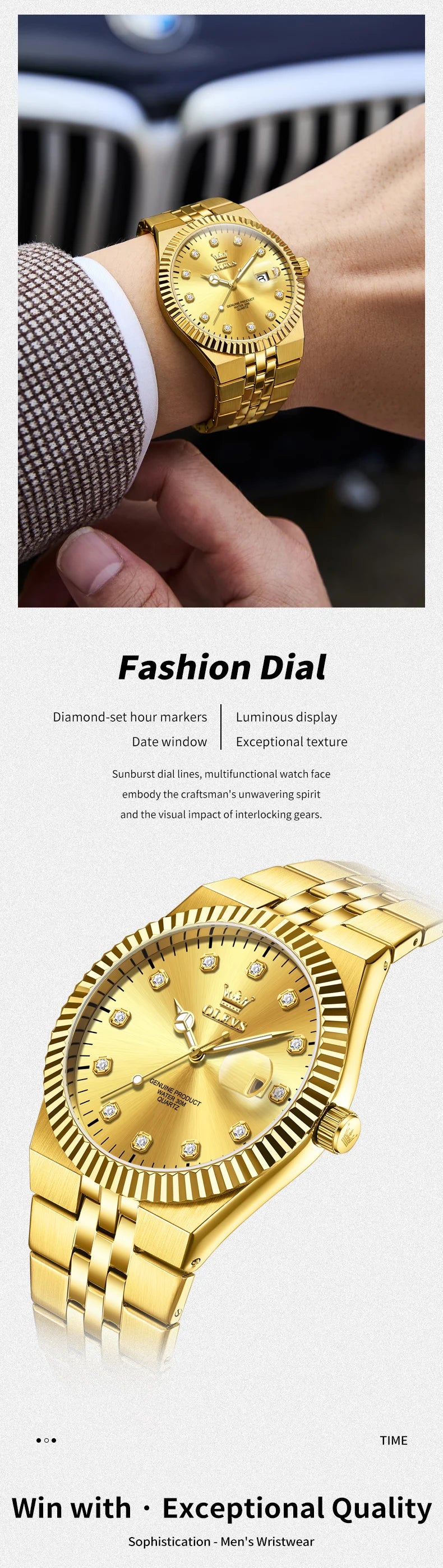 OLEVS New Quartz Man Watch Luxury Brand Diamond Dial Steel Strap Watch for Men Auto Date Waterproof Luminous Men's Watches 2989