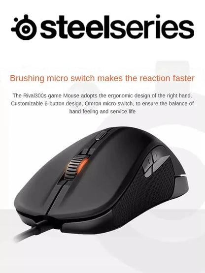 Original SteelSeries Rival300S Gaming Mouse Wired 6 Buttons RGB Lighting TrueMove Optical Sensor Mouse Gamer USB Mice 7200 CPI