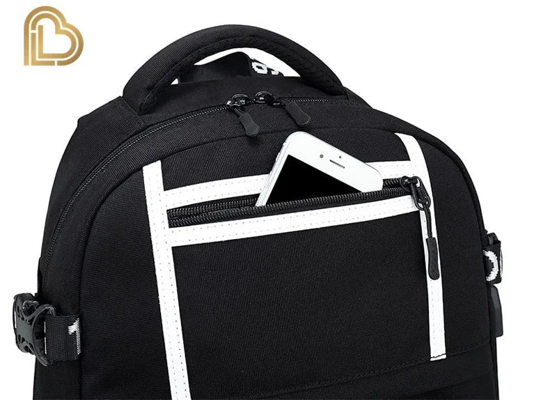 Yule Trooper F-Fortnited Battle Royale Rucksack mit USB-Ladeanschluss, Anime-Figuren, Lern- und Schreibwarenfach für Schüler