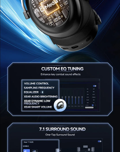 HaaYot Professional Wireless Gaming Headset Bluetooth 6.0 with 7.1 Surround Sound, Low Latency 15ms Gaming Headphones with Mic for PC PS5 Switch Mobile