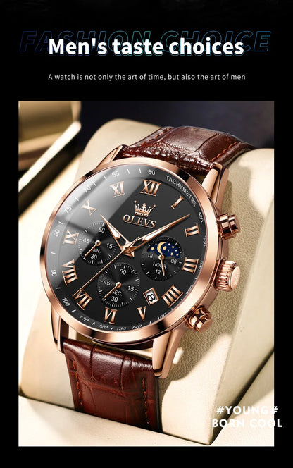 OLEVS 5529 Top-Luxusmarke Herrenuhr wasserdicht leuchtend Edelstahl Mondphase Timing Code Uhr neue Quarz-Herrenuhr
