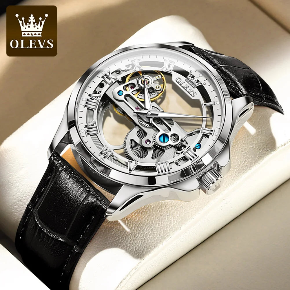 OLEVS 6661 Automatic Watch For Men Skeleton Original Mechanical Movement Men's Wristwatch Waterproof Luminous Sport Men's Watches