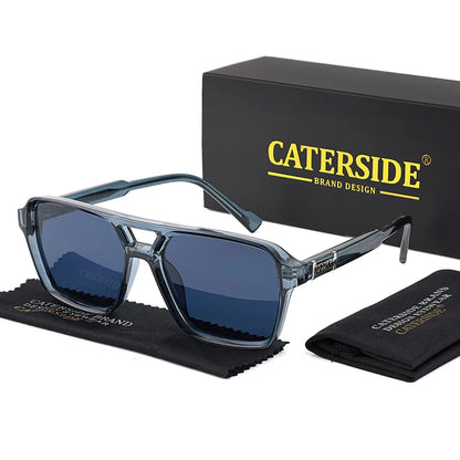 CATERSIDE Retro Square Sunglasses Men Punk Flat Top Double Bridge High Quality Sun Glasses for Women Party Festival Gifts