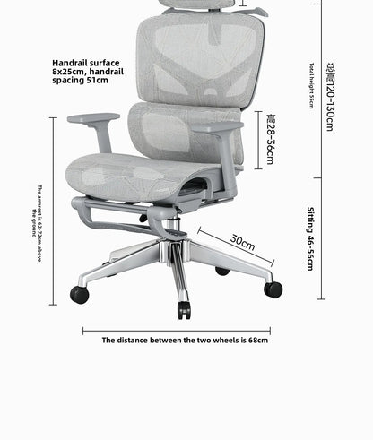 Sedia da ufficio ergonomica in rete con supporto lombare 6D, sedia da computer con schienale alto, sedia da scrivania reclinabile regolabile con poggiapiedi