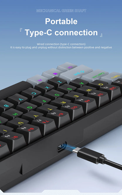 61 Keys RGB Mechanical Keyboard Wired K61 Mini Keyboard 60% Portable Black,White, Red/Blue Switch for Gaming\Work