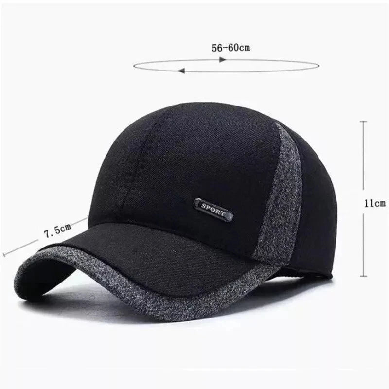 Waterproof Sports Cap Comfortable Adjustable Lined Earflap Cap Lightweight Winter Hat for Casual