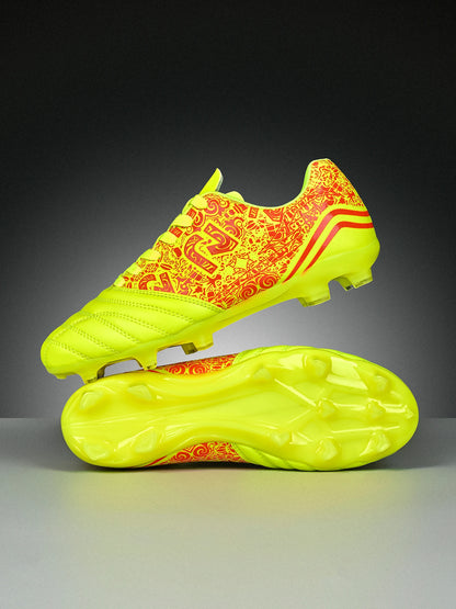 Chaussures de football AG/FG pour l'extérieur, tige respirante en PU, crampons longs en TPU stables, pour hommes et femmes, bottes d'entraînement de football sur gazon