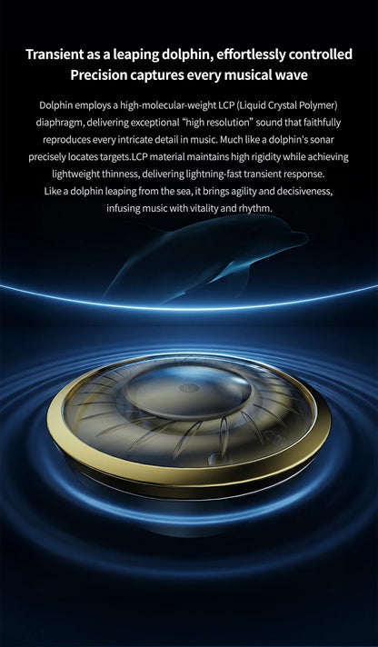 TRN Dolphin Wired Earphones with 10mm Dual Magnetic Dynamic Driver, Liquid Metal HiFi In-Ear Headphones, High Resolution Audio Earbuds