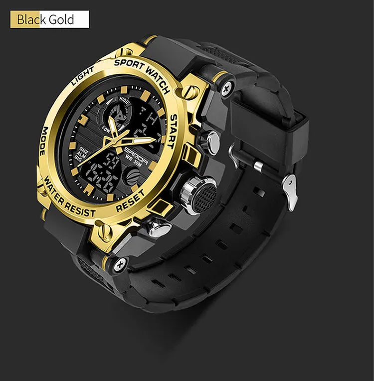 SANDA Top Luxury Watches Men Military Army Mens Watch Waterproof Sport Wristwatch Dual Display Watch Male Relogio Masculino