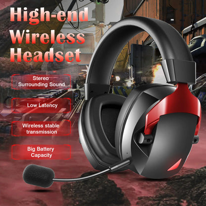 Wireless Gaming Headset with Detachable Noise Cancelling Microphone – Bluetooth 5.3, 2.4G Wireless & 3.5mm Wired Gaming Headphones for PC, PS5, PS4, Mobile