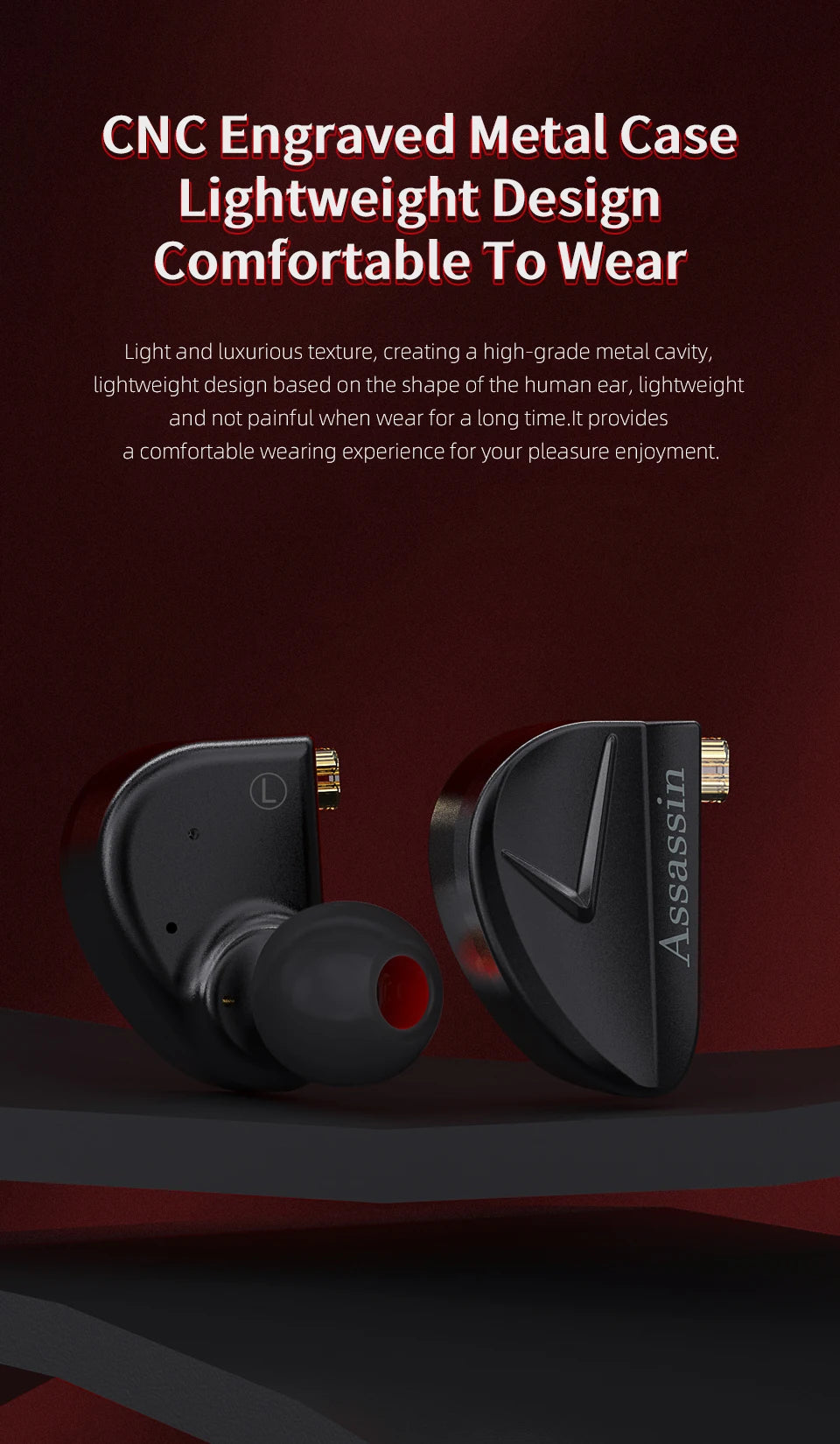 CVJ Assassin Hybrid Gaming Earphones 1DD+1BA Vibration Driver Wired HiFi Headphones with Mic, Type-C & 3.5mm In-Ear Gaming Earphones for E-Sports