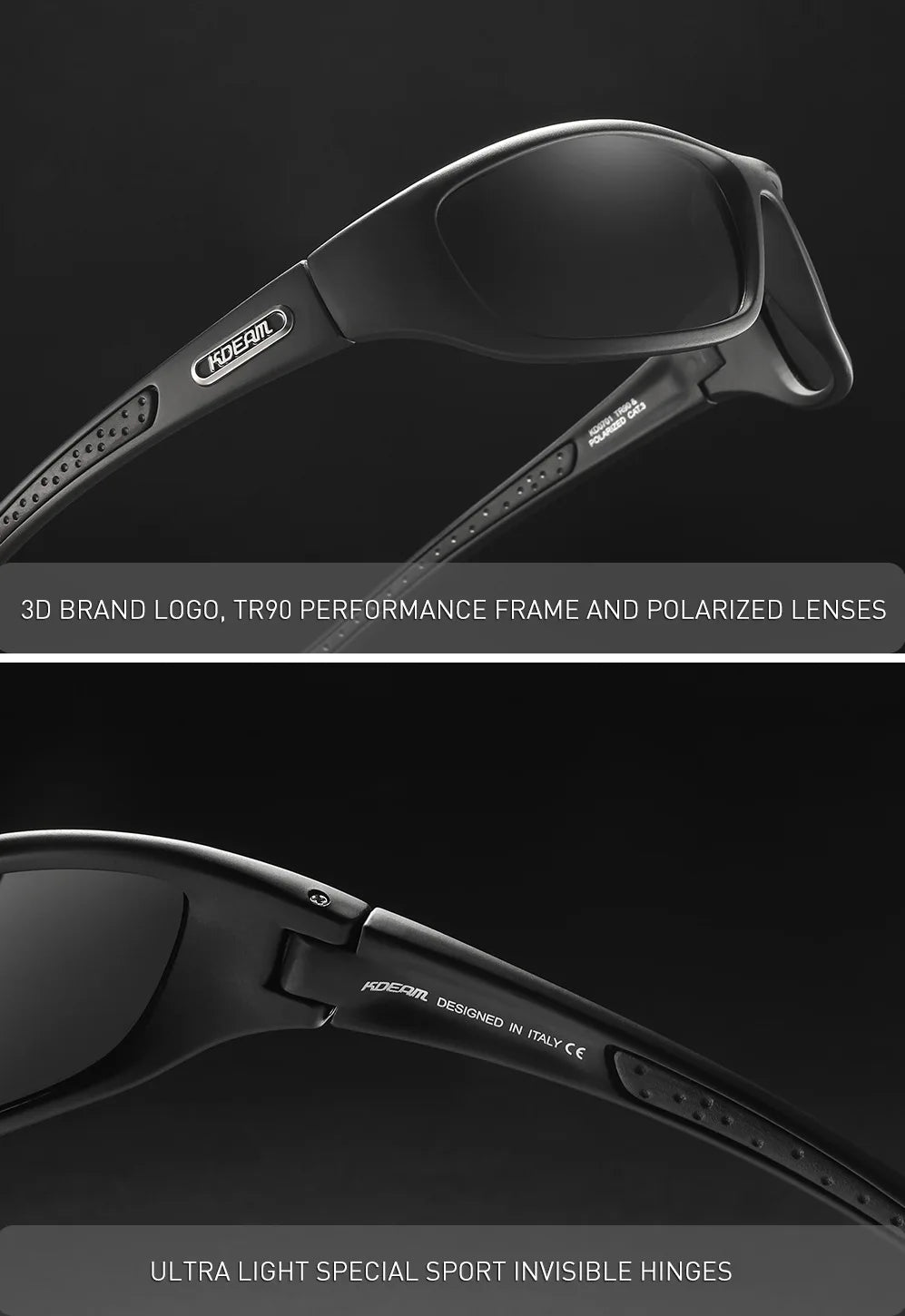 KDEAM Polarized Men's Sunglasses New Goggles Colorful Driving Glasses TR90 Hiking Camping Fishing Outdoor Cycling Gafas De Sol