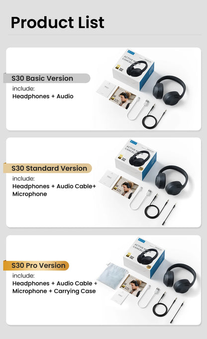 HAYLOU S30 Wireless Bluetooth 5.4 Headphones – 43dB Adaptive Noise Cancelling ANC Headset, 40mm Drivers, 80H Playtime, Hi-Res Audio Over-Ear Headphones