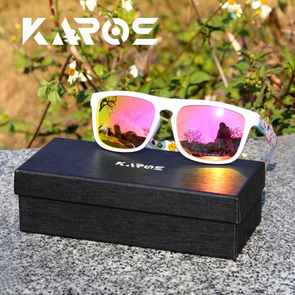 Karos Vintage Polarized Sunglasses Fashion Square Travel Driving Fishing Glasses Men Women Sports UV400 Eyewear Box YZ2024WB