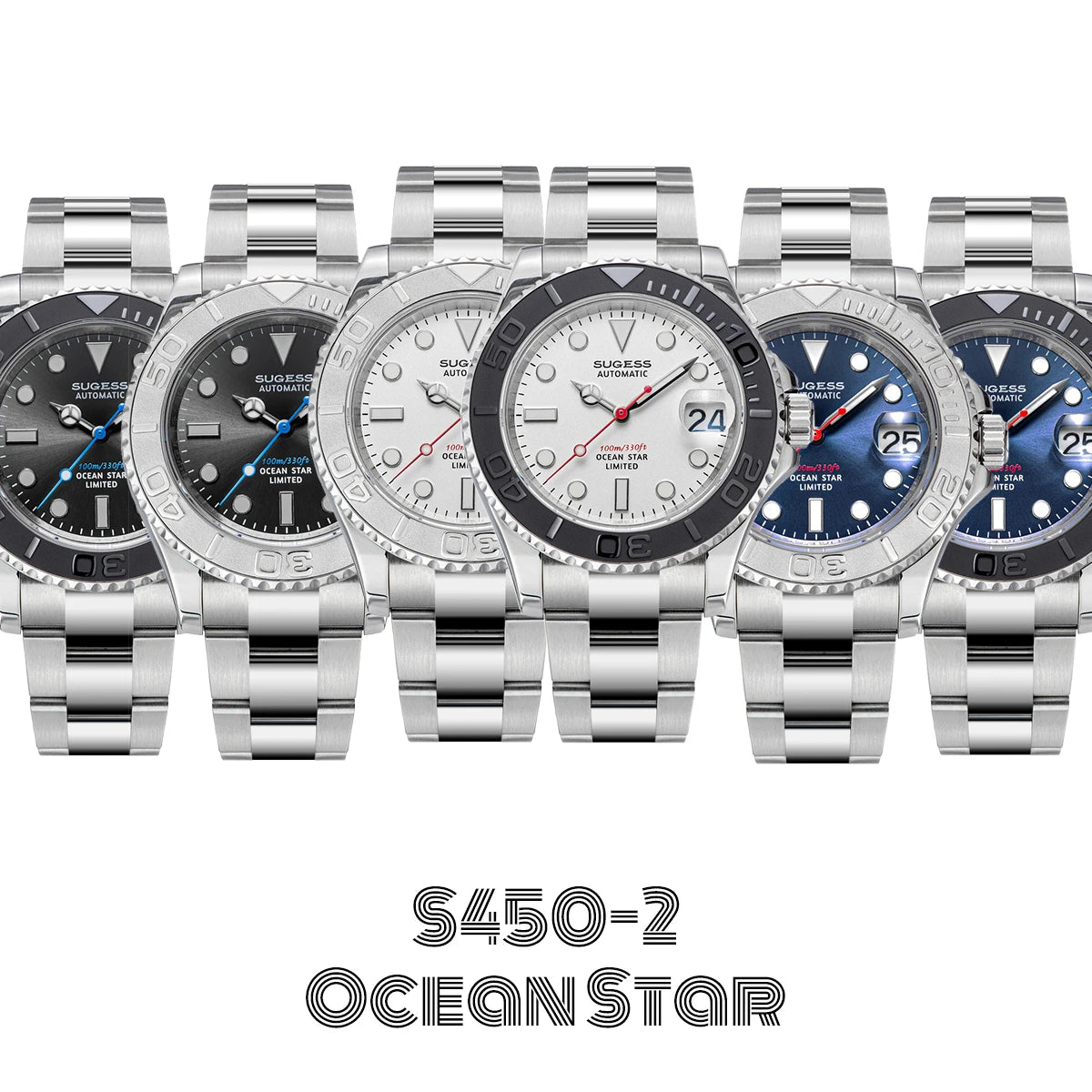 Sugess New Diving Men's Watch Automatic Mechanical Wristwatches 10Bar NH35A Movement Sapphire Luminous Ceramic Bezel S450-2 2025