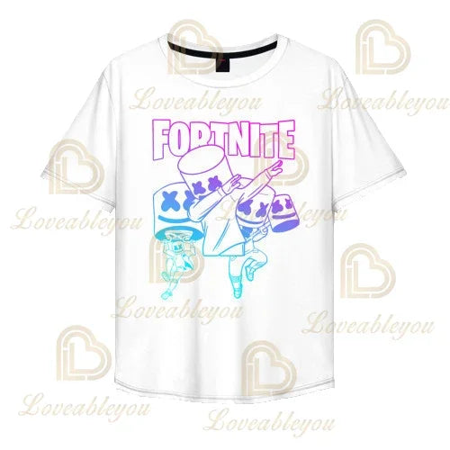 Cartoon-T-Shirt für Jungen und Mädchen, Fortnite-T-Shirt Battle Royale 3D, 3 bis 14 Jahre, Victory Royale, Gaming-Oberteil für Kinder und Teenager