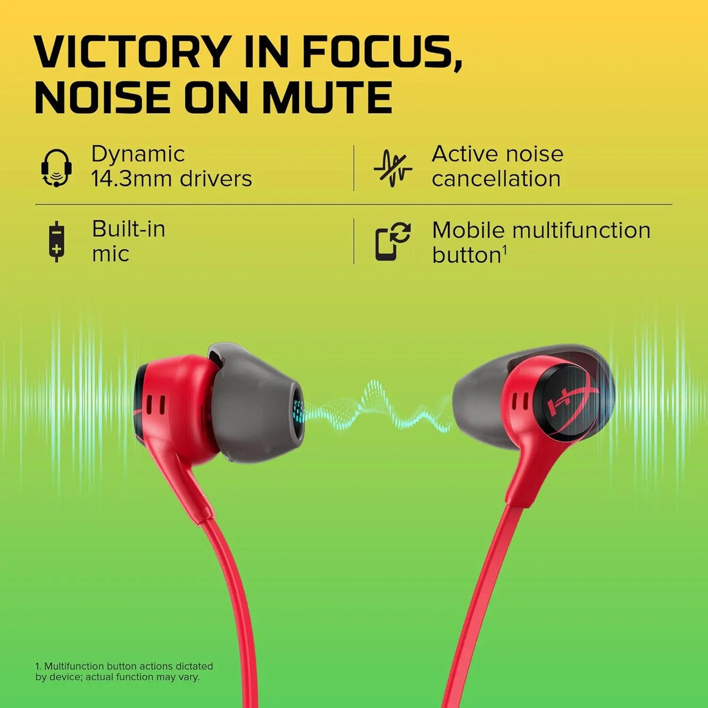 HyperX Cloud Earbuds II Wired Gaming Earphones with Microphone, 3.5mm Gaming Earbuds for PC Mobile Nintendo Switch, High-Fidelity In-Ear Headphones