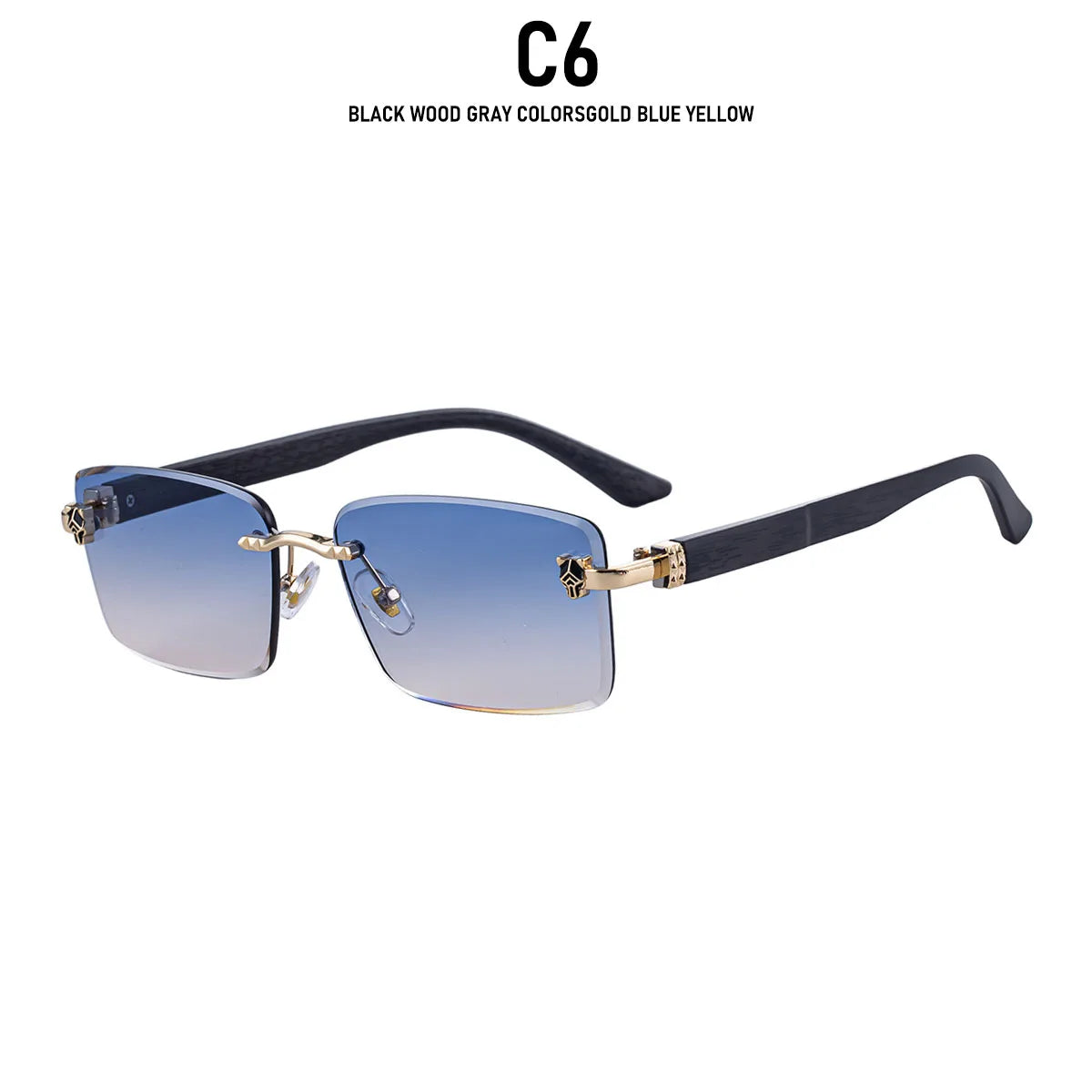 2026 Wooden Rimless Sunglasses Women Trendy Retro UV400 Protection Square Sunglass Men Brand Design Fashion Glasses Dropshipping