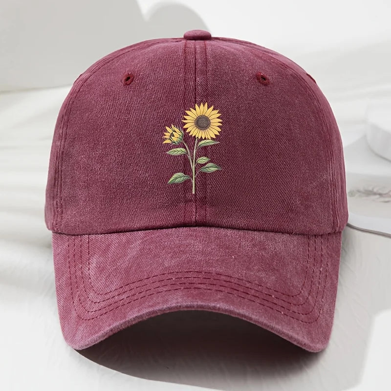 Retro saulėgrąžų rašto beisbolo kepurė „Dad Hat“, tinkanti lauko sportui, žvejybai ir stovyklavimui, žygiai