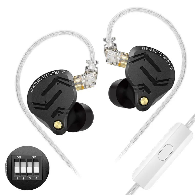 KZ ZS12 PRO X Hybrid Dynamic & Balanced Armature Technology IEM Earphone Upgrade HiFi Bass In Ear Headphone Tuning Wire Headset