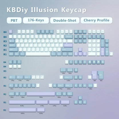 KBDiy GMK Illusion Keycap Cherry Profile Double Shot PBT ISO Keycaps For Gamer Mechanical Keyboard Kit Gaming Point Retro Keycap