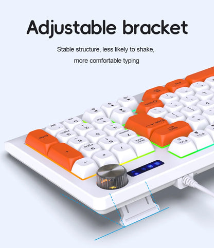 93 Keys Wired Gaming Keyboard with RGB Backlight Multi-Function Knob Color Matching Mechanical Feel Keyboard for PC Laptop Gamer