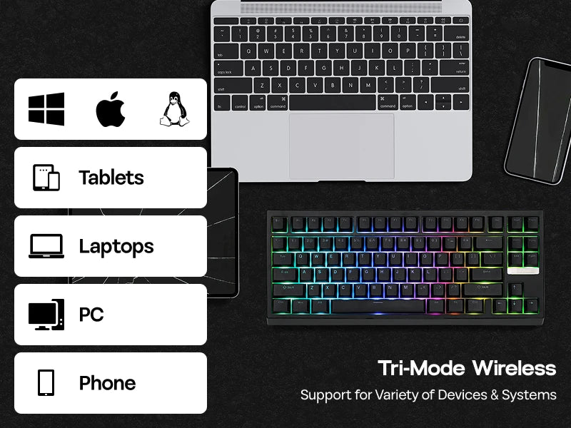 EPOMAKER G84 VIA 80% Layout Hot-Swap Gasket-Mounted Wired/2.4GHz/Bluetooth Wireless Mechanical Keyboard with RGB Backlight