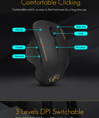 Wireless Gaming Mouse 2.4GHz Ergonomic Optical Mouse with USB Receiver, 1600 DPI Wireless Gaming Mouse for Laptop, PC & Desktop