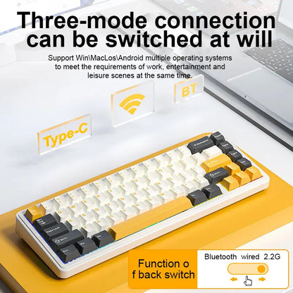 AULA F65 Mechanical Keyboard Three Mode Custom Wireless/Bluetooth/Wired Connection Full Key Hot-swapable Office Gaming Esports