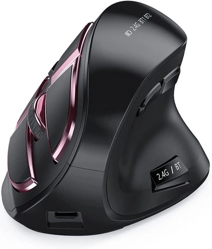 Mouse vertical wireless Jomaa 2.4G+Bluetooth pentru Apple Mac, laptop, notebook, 9 butoane, reîncărcabil, mouse gaming pentru PC și iPad