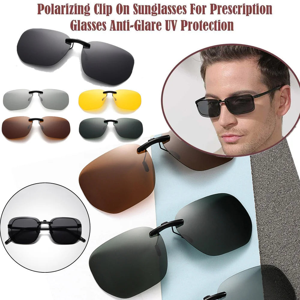KLASSNUM Driving Clip On Sunglasses for Men Myopia Eyeglasses Polarized Women Square Night Vision Fishing UV400 Sun Glasses 2023
